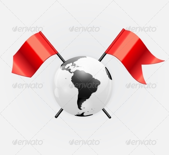 GraphicRiver Earth Icon with Red Flags 7064947 GraphicRiver Earth Icon with Red Flags 7064947