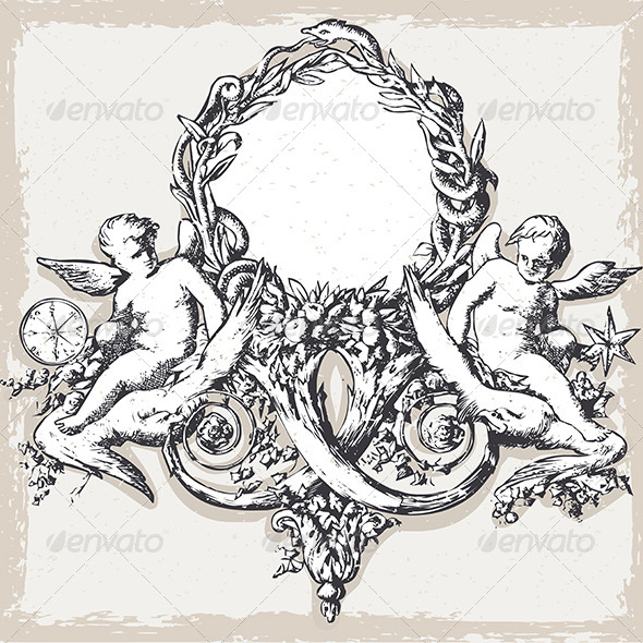 GraphicRiver Vintage Floral Frame with Angels 7066697 GraphicRiver Vintage Floral Frame with Angels 7066697