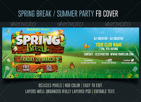 GraphicRiver Spring Break Summer Party Facebook Cover 7066796 GraphicRiver Spring Break Summer Party Facebook Cover 7066796