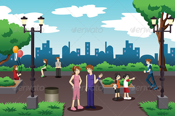 GraphicRiver People in a City Park Doing Everyday Stuff 7068823 GraphicRiver People in a City Park Doing Everyday Stuff 7068823