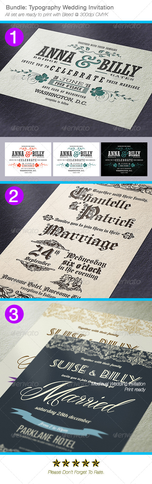 GraphicRiver Bundle Typography Wedding Invitations 7080578 GraphicRiver Bundle Typography Wedding Invitations 7080578