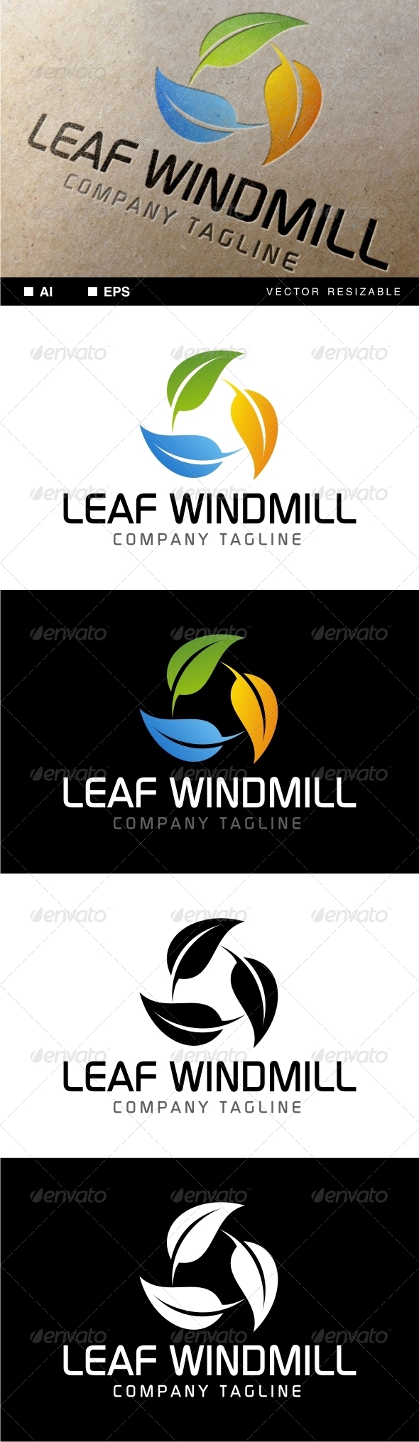 GraphicRiver Leaf Windmill Logo 7081664 GraphicRiver Leaf Windmill Logo 7081664