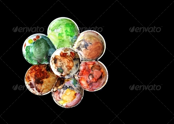 Painting Palette with Dried Colors - Stock Photo - Images