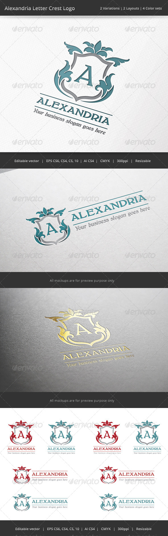 GraphicRiver Alexandria Letter Crest Logo 7087080 GraphicRiver Alexandria Letter Crest Logo 7087080