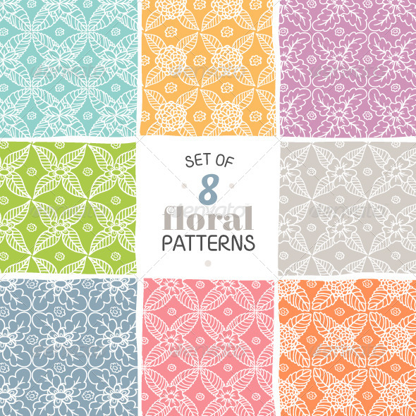GraphicRiver Set of 8 Floral Patterns 7099125 GraphicRiver Set of 8 Floral Patterns 7099125