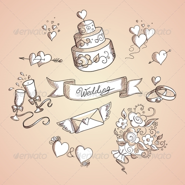 GraphicRiver Sketch of Wedding Design Elements 7104719 GraphicRiver Sketch of Wedding Design Elements 7104719