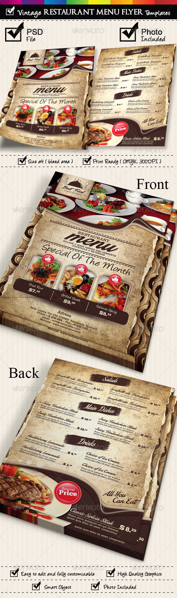 GraphicRiver Restaurant Menu Flyer Templates Vintage Texture 7105190 GraphicRiver Restaurant Menu Flyer Templates Vintage Texture 7105190