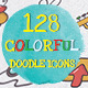 Colorful Doodle Icons Set