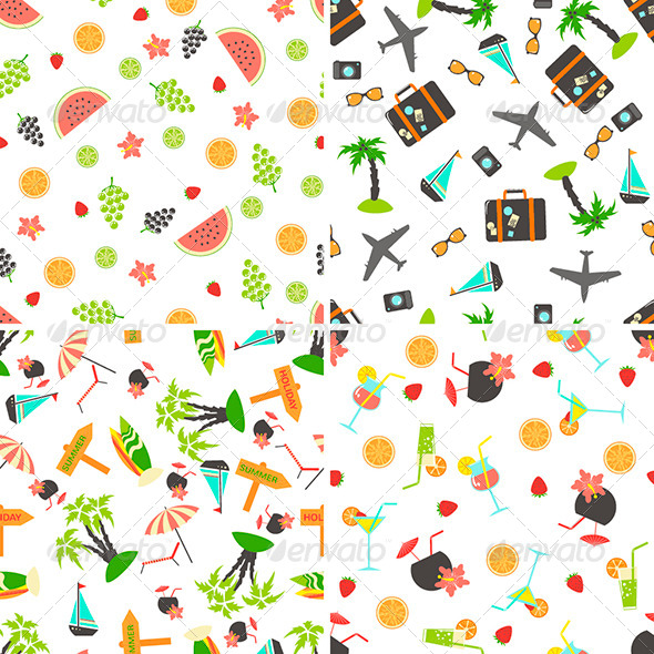 GraphicRiver Four Summer Seamless Patterns 7120644 GraphicRiver Four Summer Seamless Patterns 7120644