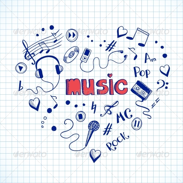 GraphicRiver Heart Shaped Music Elements 7121125 GraphicRiver Heart Shaped Music Elements 7121125
