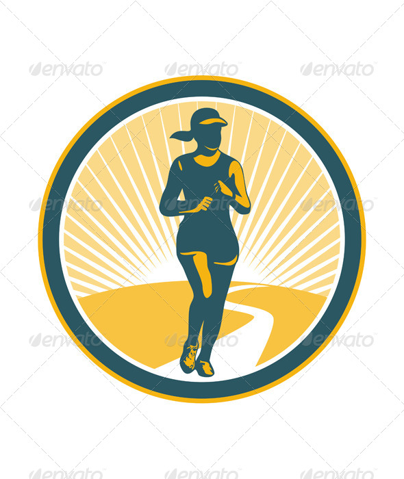 GraphicRiver Female Marathon Runner Circle 7133317 GraphicRiver Female Marathon Runner Circle 7133317
