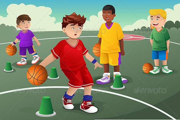 GraphicRiver Kids in Basketball Practice 7136868 GraphicRiver Kids in Basketball Practice 7136868