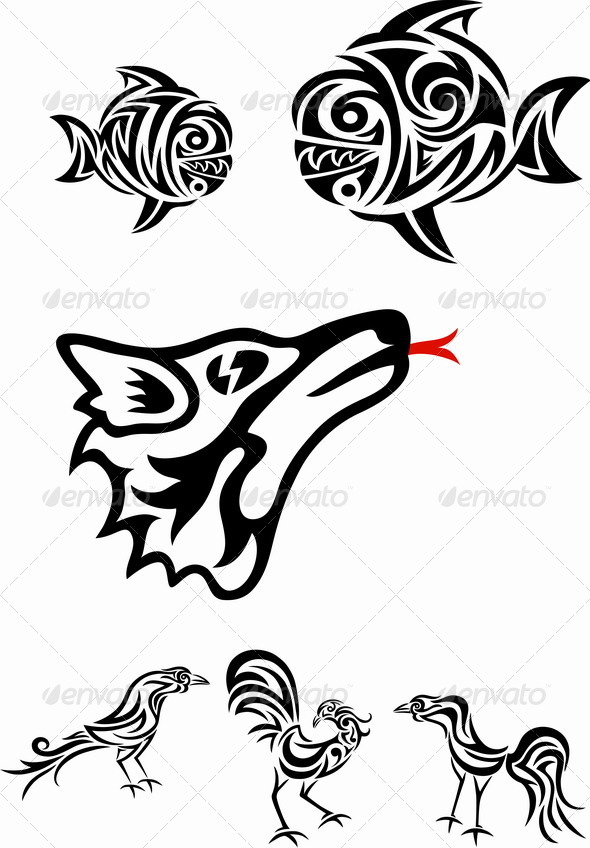 GraphicRiver Wolf Fish and Roosters 7143328 GraphicRiver Wolf Fish and Roosters 7143328