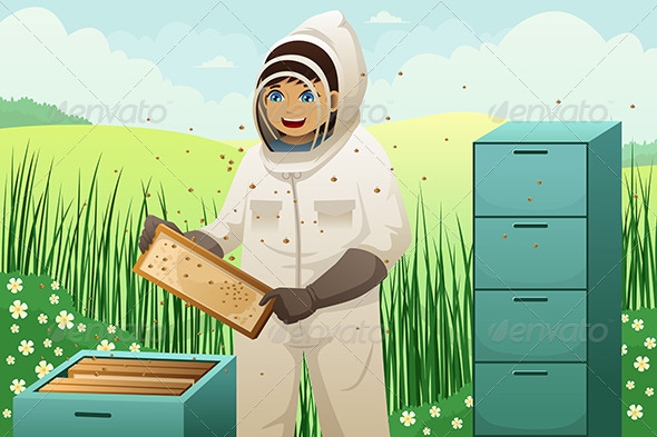 GraphicRiver Beekeepers with Honey Comb 7143483 GraphicRiver Beekeepers with Honey Comb 7143483