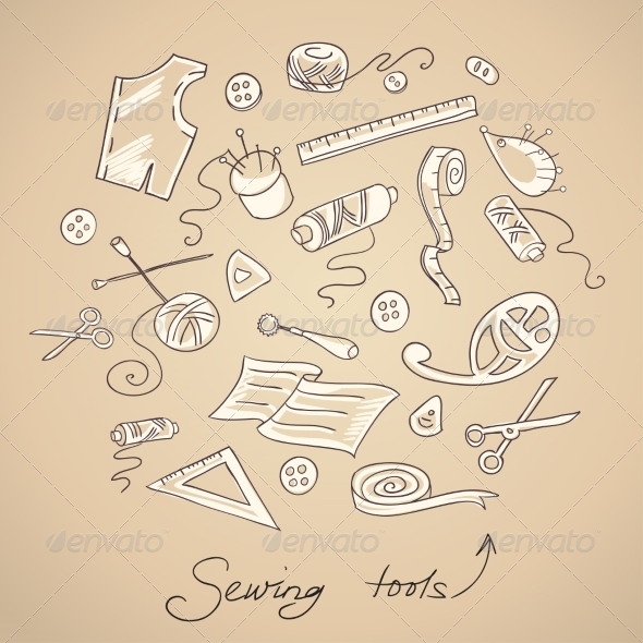 GraphicRiver Sketch of Sewing Tools 7144141 GraphicRiver Sketch of Sewing Tools 7144141