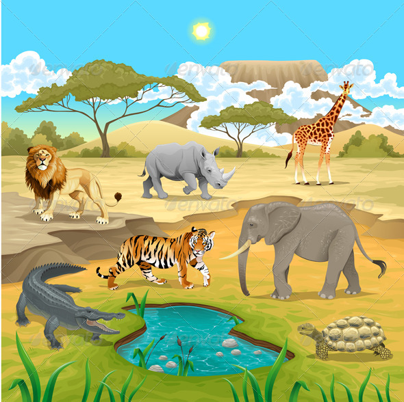 GraphicRiver African Animals in the Nature 7148045 GraphicRiver African Animals in the Nature 7148045