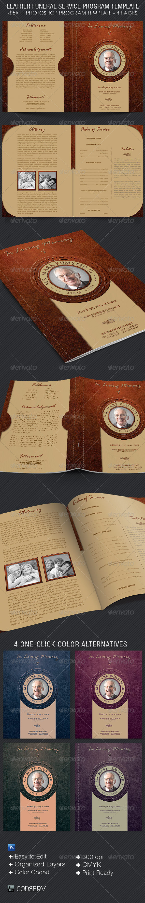 leather-funeral-service-program-template