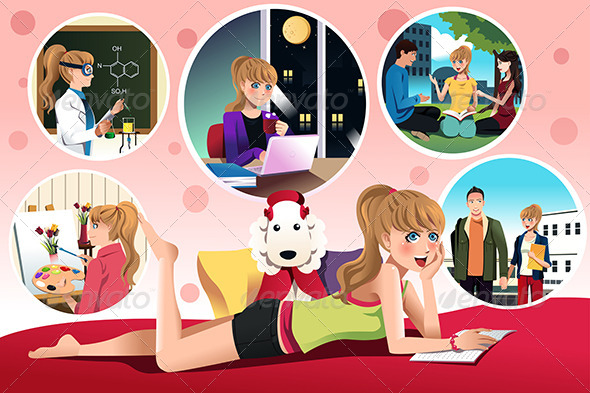GraphicRiver Student Daydreaming About Her Future in College 7160576 GraphicRiver Student Daydreaming About Her Future in College 7160576