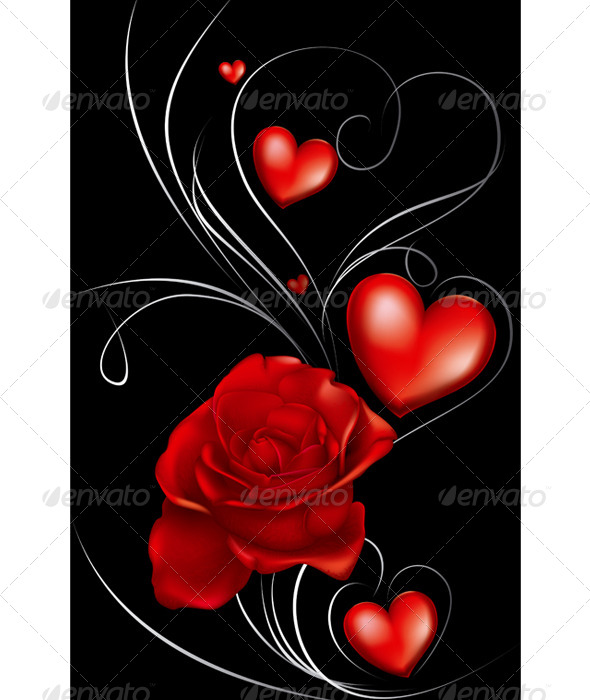 GraphicRiver Dark Red Roses and Heart 7165386 GraphicRiver Dark Red Roses and Heart 7165386