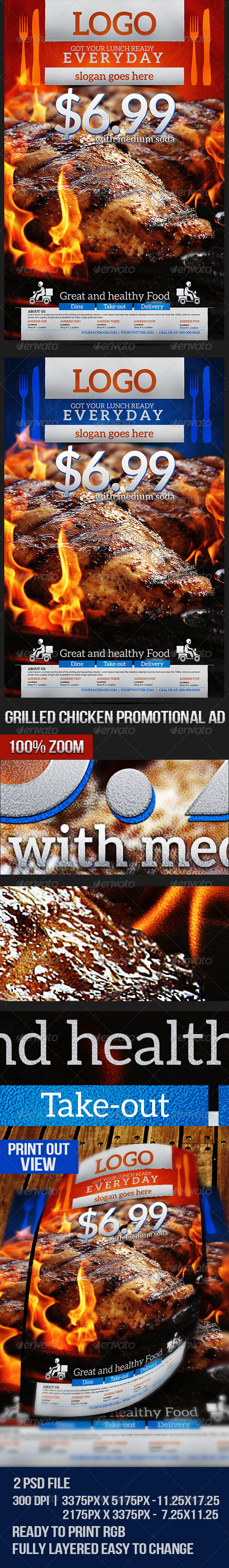 GraphicRiver Grilled Chicken Promotional Flyer 7119648 GraphicRiver Grilled Chicken Promotional Flyer 7119648