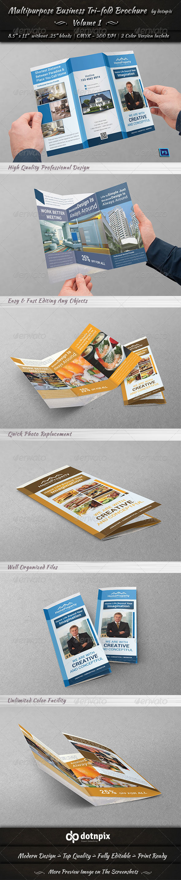 GraphicRiver Multipurpose Business Tri-Fold Brochure Volume 1 7174001 GraphicRiver Multipurpose Business Tri-Fold Brochure Volume 1 7174001