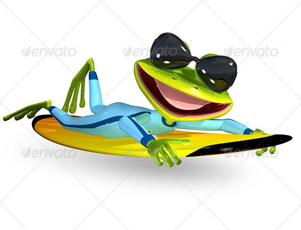 GraphicRiver green frog on a surfboard 7186817 GraphicRiver green frog on a surfboard 7186817