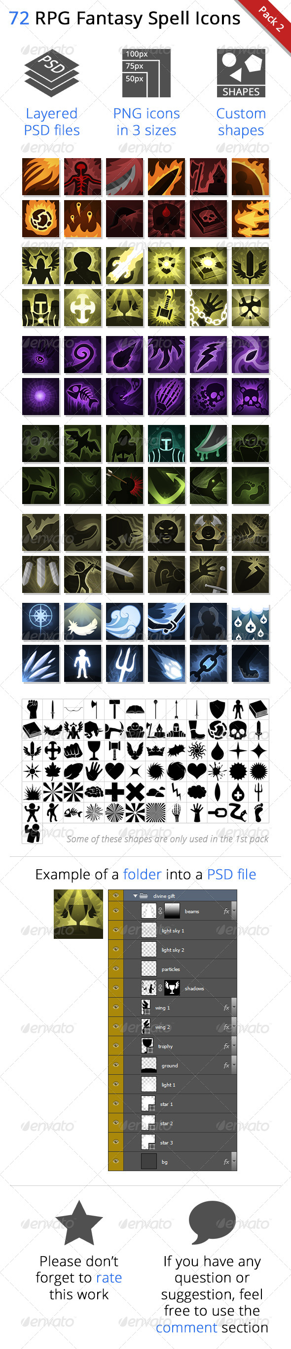 72 RPG Fantasy Spells Icons - Icons