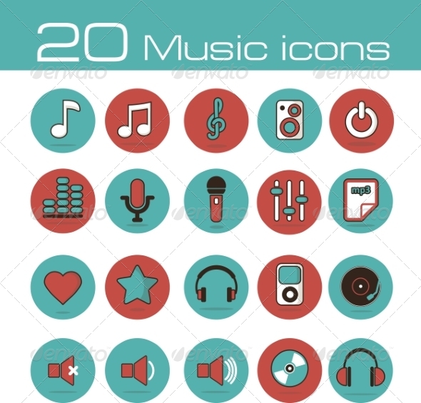 GraphicRiver Music Icons Set 7192934 GraphicRiver Music Icons Set 7192934