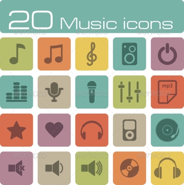 GraphicRiver Music Icons Set 7192937 GraphicRiver Music Icons Set 7192937