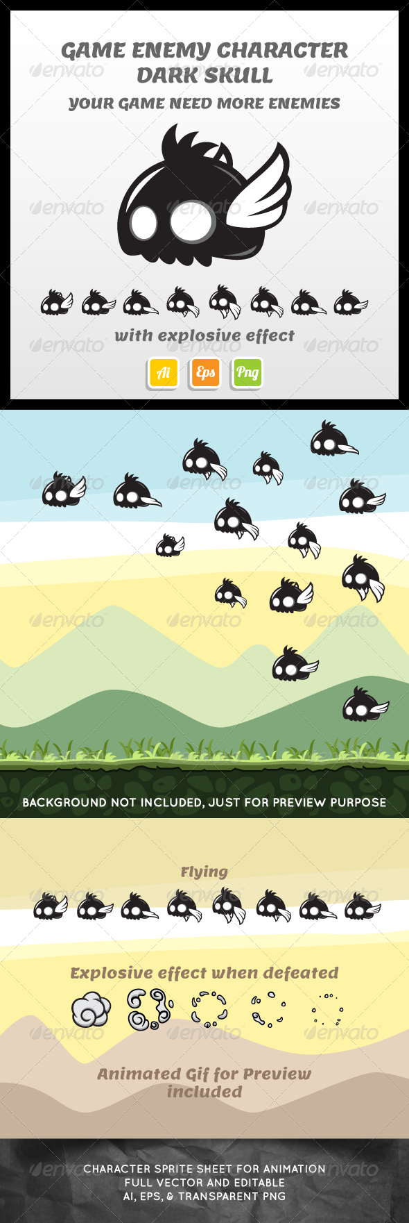 GraphicRiver Game Enemy Dark Skull Sprite Sheet 7200255 GraphicRiver Game Enemy Dark Skull Sprite Sheet 7200255