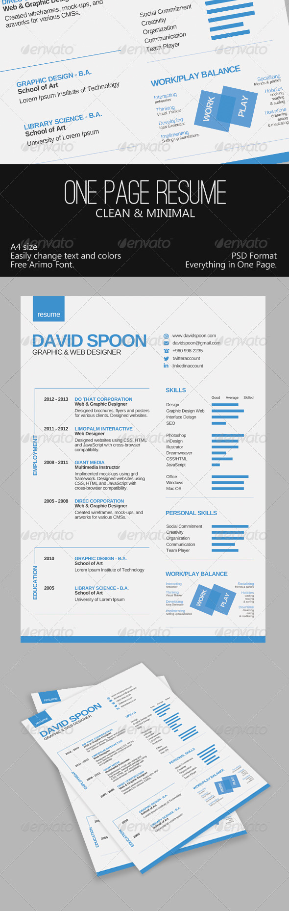 GraphicRiver Clean One Page Resume Templates 7156801 GraphicRiver Clean One Page Resume Templates 7156801