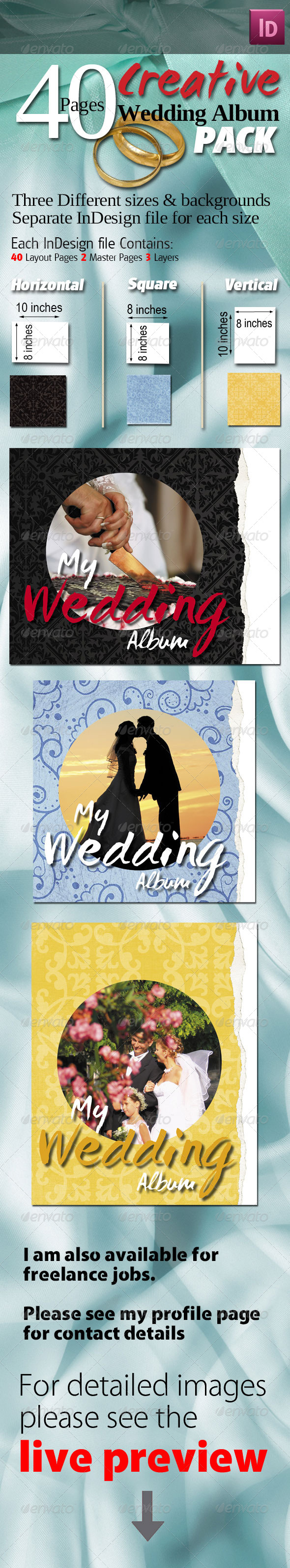 40 Pages Creative Wedding Albums Pack - Photo Albums Print Templates