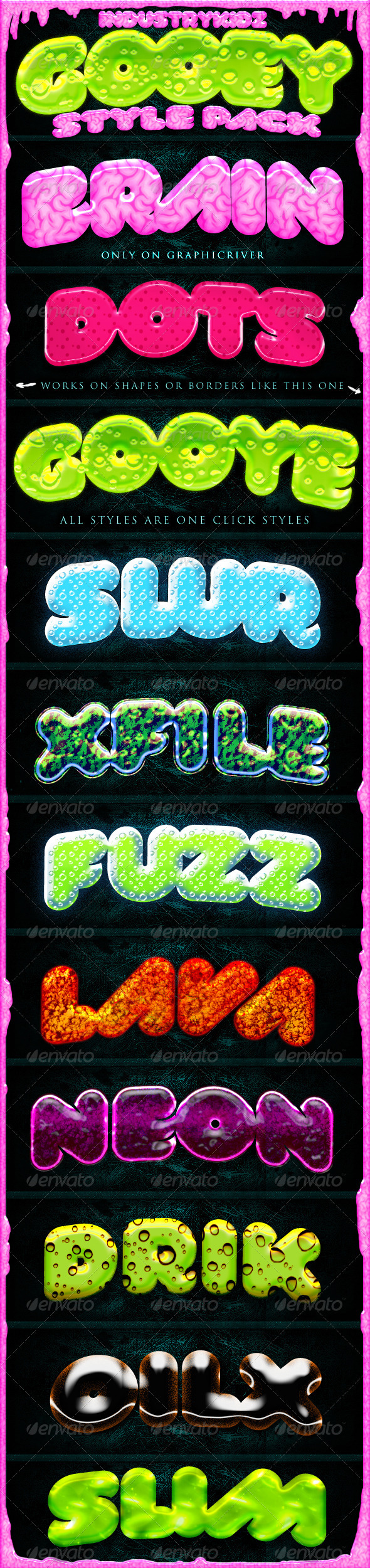 Slime Gooey Photoshop Layer Styles - Text Effects Styles