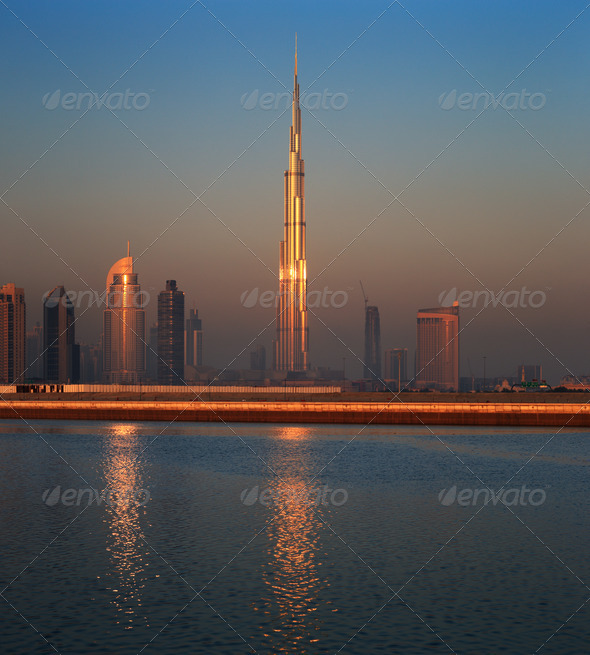 Dubai skyline as seen from Business Bay shot just before dawn (Misc) Photo Download