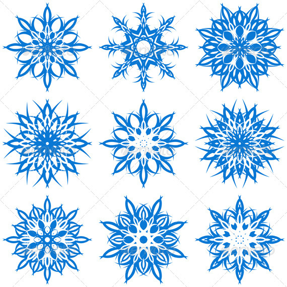 Vector Illustration of the Snowflakes - Christmas Seasons/Holidays
