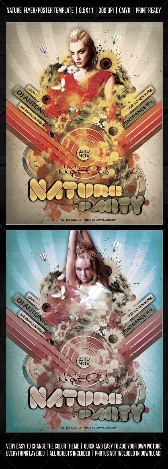 GraphicRiver Retro Nature Party Flyer Poster Template 762354 GraphicRiver Retro Nature Party Flyer Poster Template 762354