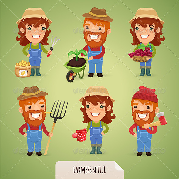 GraphicRiver Farmers Cartoon Characters Set 1.1 7414459 GraphicRiver Farmers Cartoon Characters Set 1.1 7414459