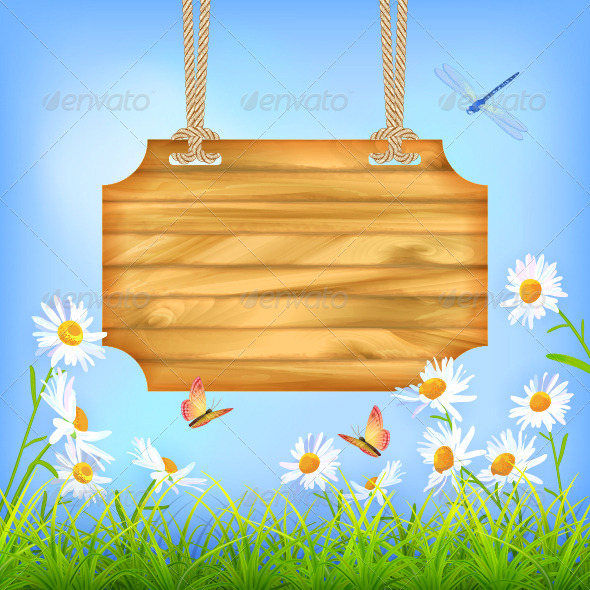 GraphicRiver Sky Green Grass Flowers Wood Board 7456525 GraphicRiver Sky Green Grass Flowers Wood Board 7456525