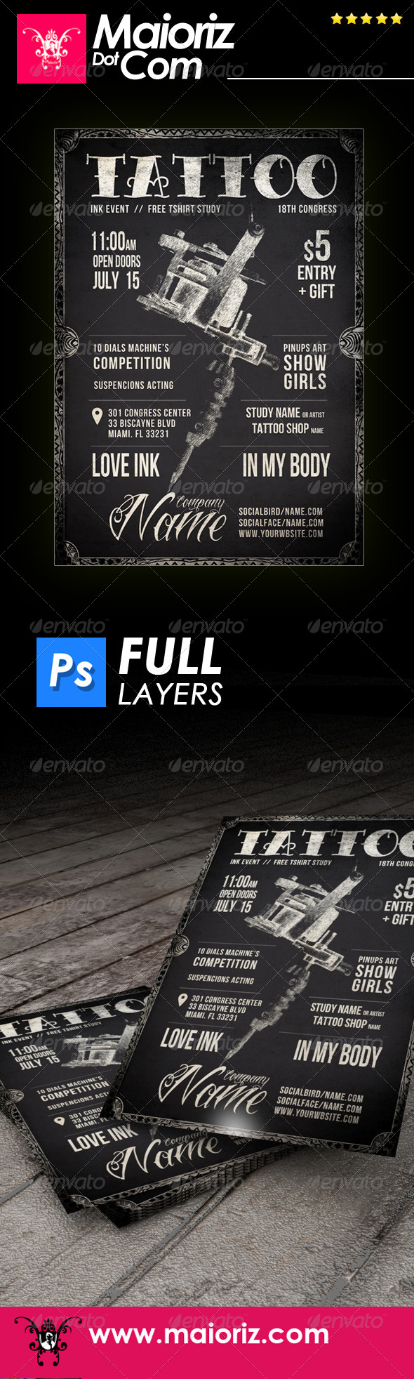 GraphicRiver Blackboard Tattoo Flyer 7456528 GraphicRiver Blackboard Tattoo Flyer 7456528