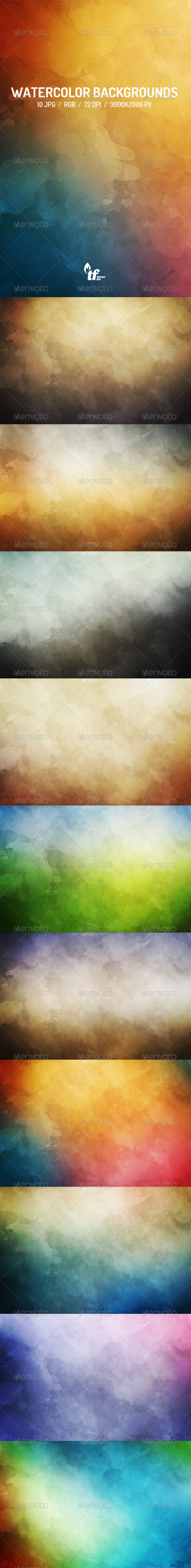 GraphicRiver 10 Watercolor Backgrounds 7457019 GraphicRiver 10 Watercolor Backgrounds 7457019