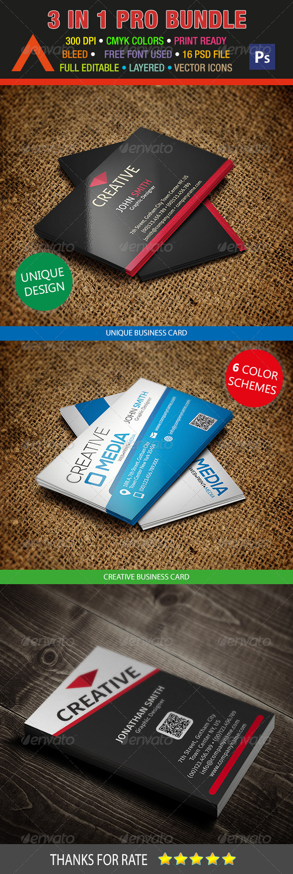 GraphicRiver 3 in 1 Creative Business Card Bundle 19 7458677 GraphicRiver 3 in 1 Creative Business Card Bundle 19 7458677