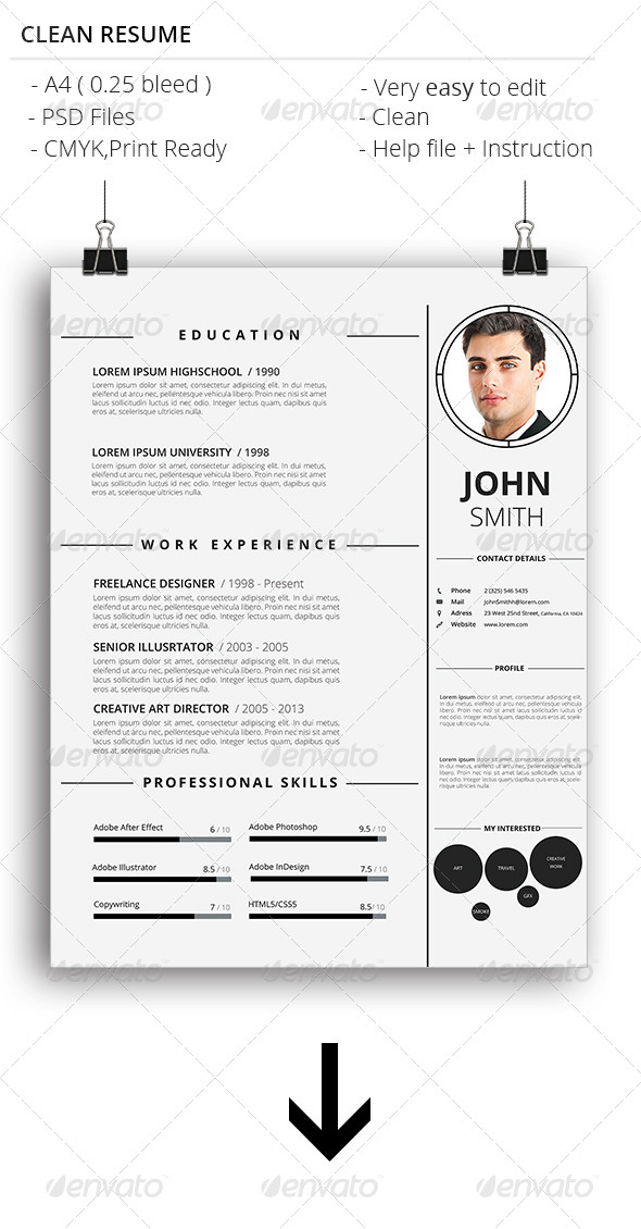 GraphicRiver Clean Resume 7465039 GraphicRiver Clean Resume 7465039
