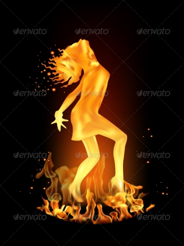 GraphicRiver Dancing Girl Made of Fire 7466592 GraphicRiver Dancing Girl Made of Fire 7466592