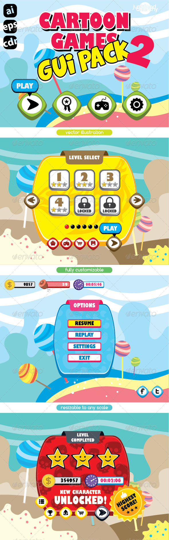 GraphicRiver Cartoon Games GUI Pack Vol 2 7467341 GraphicRiver Cartoon Games GUI Pack Vol 2 7467341