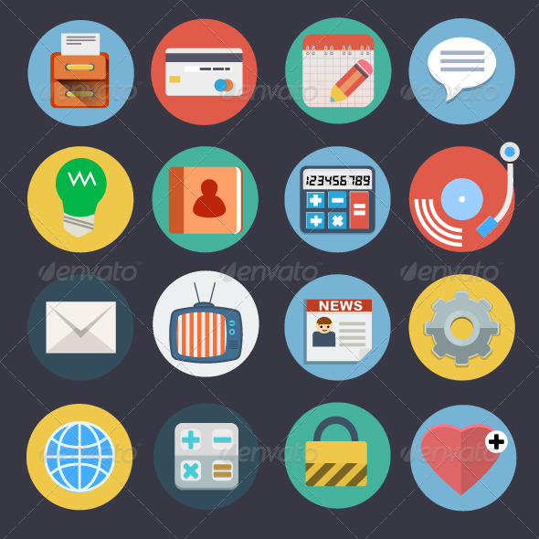 GraphicRiver Flat Icons for Web and Applications Set 2 7469307 GraphicRiver Flat Icons for Web and Applications Set 2 7469307