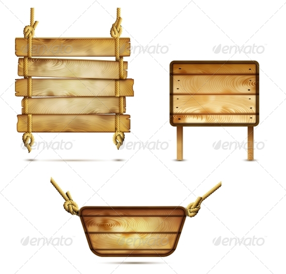 GraphicRiver Wooden Signs on a White Background 7470310 GraphicRiver Wooden Signs on a White Background 7470310
