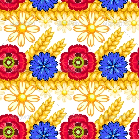 GraphicRiver Cornflower Camomile and Poppy Seamless Pattern 7489446 GraphicRiver Cornflower Camomile and Poppy Seamless Pattern 7489446