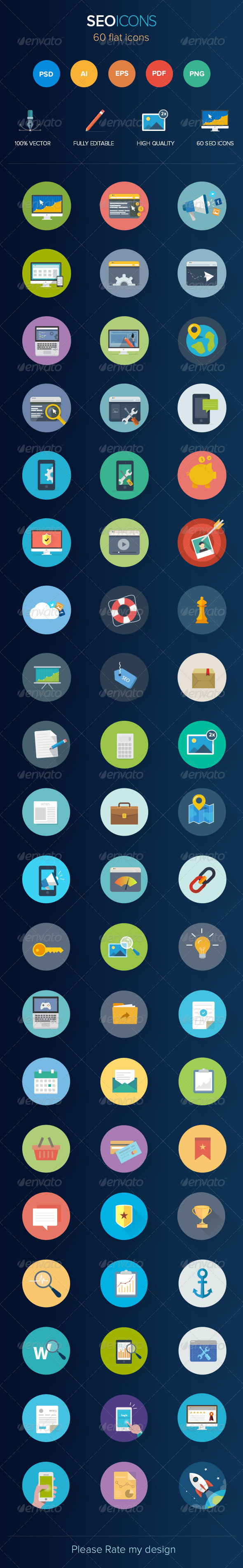 GraphicRiver 60 Seo Flat Icons 7491398 GraphicRiver 60 Seo Flat Icons 7491398