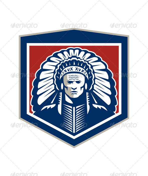 GraphicRiver Native American Chief Shield Retro 7505890 GraphicRiver Native American Chief Shield Retro 7505890