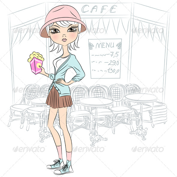 GraphicRiver Fashion Girl with Popcorn 7508452 GraphicRiver Fashion Girl with Popcorn 7508452